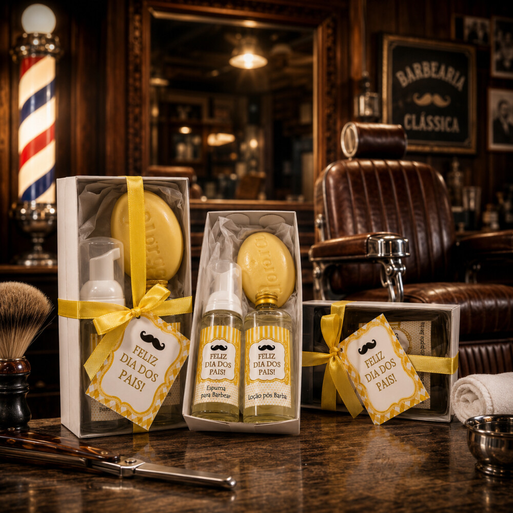 Kit Presente Dia dos Pais com Loção Pós Barba, Creme de Barbea