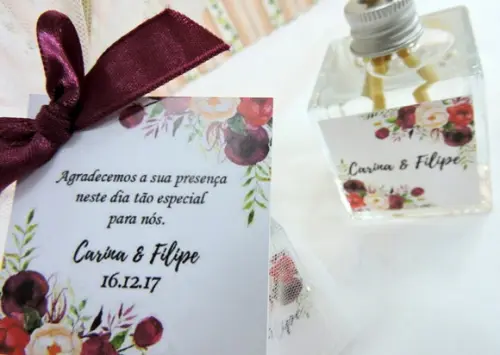 Lembrança Casamento Mini Aromatizador Difusor Vareta Marsala