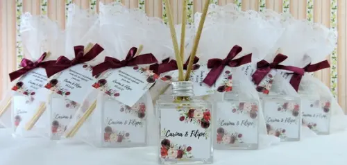 Lembrança Casamento Mini Aromatizador Difusor Vareta Marsala