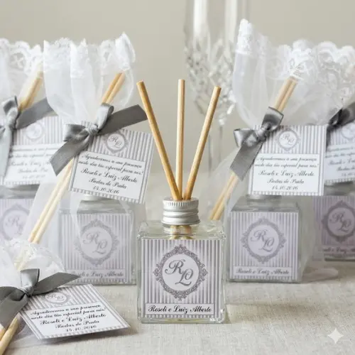 Lembrança Elegante Bodas de Prata Aromatizador 25 Anos