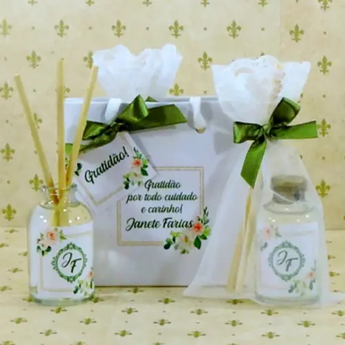 Lembrancinha Agradecimento Mini Aromatizador Sacolinha Verde