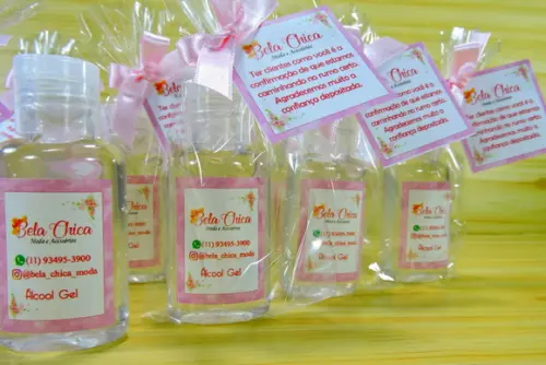 Lembrancinha Agradecimento Personalizada Álcool Gel Saquinho
