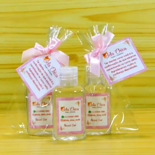 Lembrancinha Agradecimento Personalizada Álcool Gel Saquinho