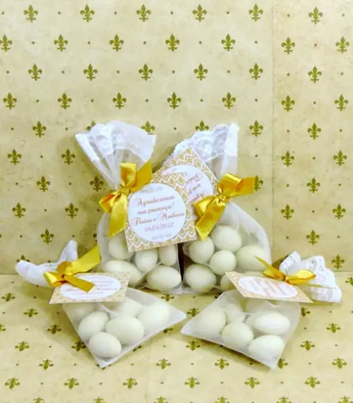 Lembrancinha Amêndoas da Sorte Saquinho Organza de Casamento