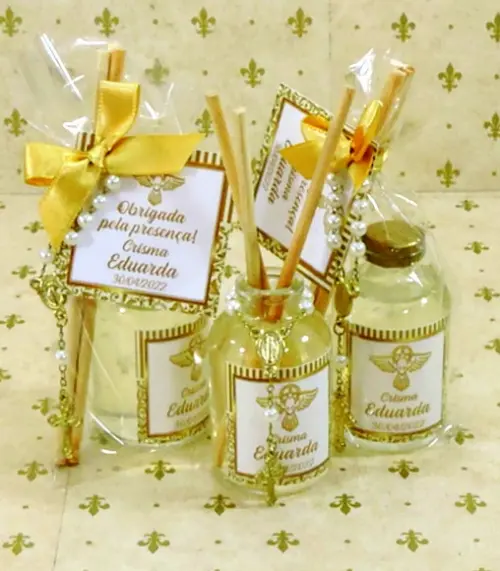 Lembrancinha Batizado Mini Difusor com Tercinho Mini Terço