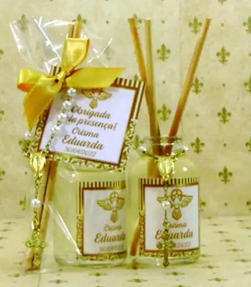 Lembrancinha Batizado Mini Difusor com Tercinho Mini Terço
