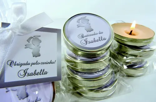 Lembrancinha Batizado Velinha na Latinha