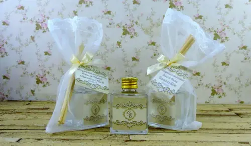 Lembrancinha Bodas de Pérolas Mini Aromatizante Cubo 50 ml