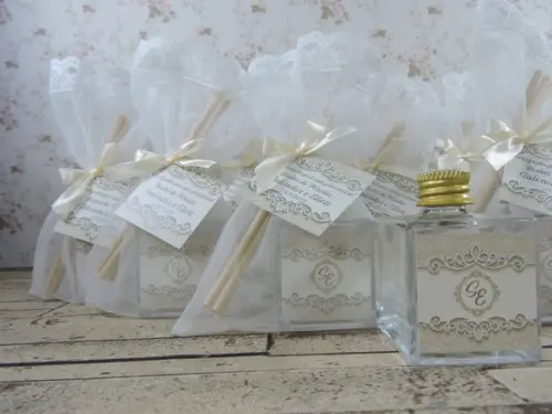 Lembrancinha Bodas de Pérolas Mini Aromatizante Cubo 50 ml