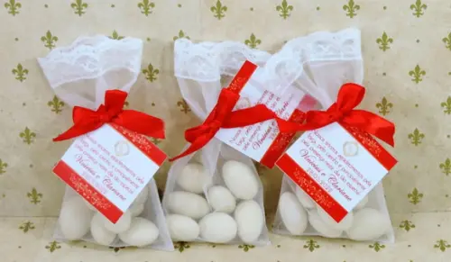 Lembrancinha Casamento Amêndoas da Sorte Saquinho Organza