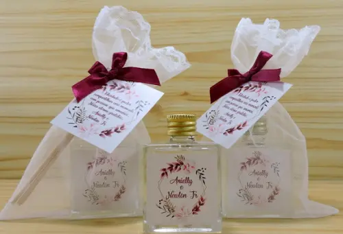 Lembrancinha Casamento Mini Aromatizante Vareta Marsala