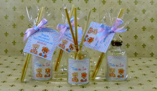Lembrancinha Chá de Revelação Mini Difusor Cheirinho de Bebê