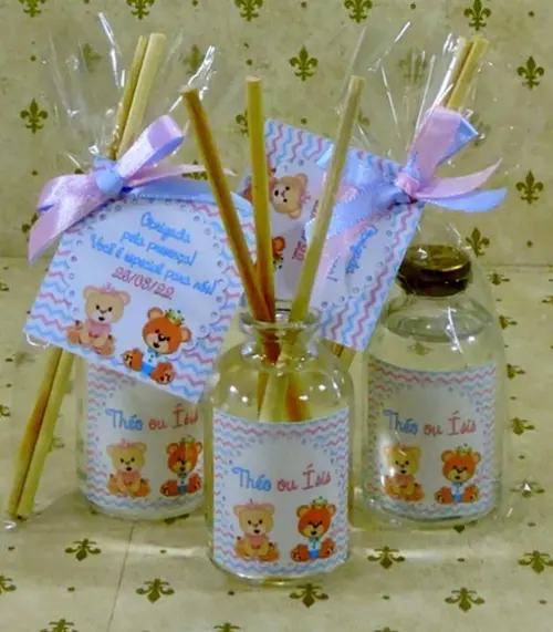 Lembrancinha Chá de Revelação Mini Difusor Cheirinho de Bebê
