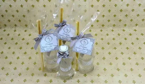 Lembrancinha Cinturinha Pet 90 ml Casamento Bodas de Prata
