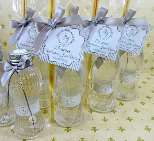 Lembrancinha Cinturinha Pet 90 ml Casamento Bodas de Prata