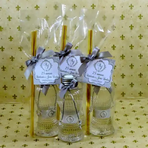 Lembrancinha Cinturinha Pet 90 ml Casamento Bodas de Prata