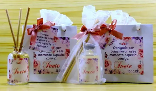 Lembrancinha de Aniversário Mini Difusor na Sacolinha Branca