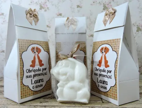 Lembrancinha de Aniversário Sabonete Cachorrinho na Caixinha