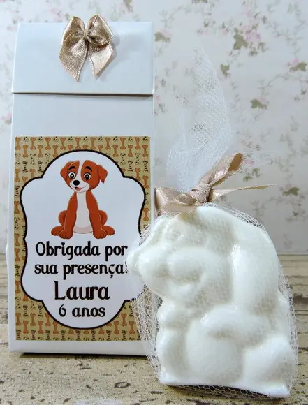 Lembrancinha de Aniversário Sabonete Cachorrinho na Caixinha