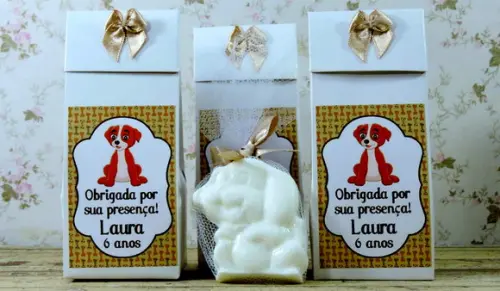 Lembrancinha de Aniversário Sabonete Cachorrinho na Caixinha