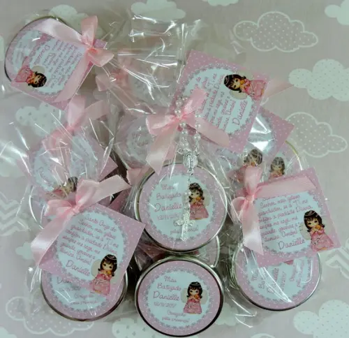 Lembrancinha de Batizado Latinha com Mini Terço