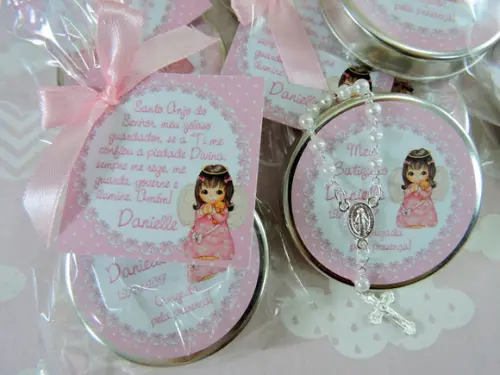 Lembrancinha de Batizado Latinha com Mini Terço