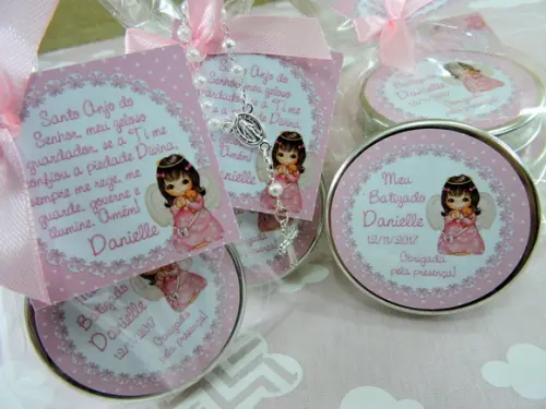 Lembrancinha de Batizado Latinha com Mini Terço