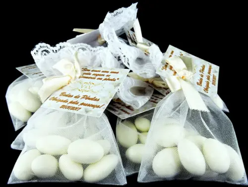 Lembrancinha de Bodas de Pérolas Amêndoas da Sorte