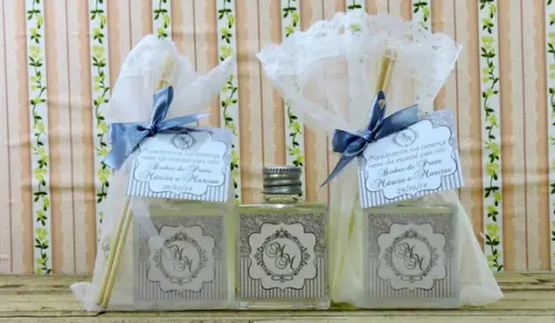 Lembrancinha de Bodas de Prata Mini Aromatizador Cubo 50 ml