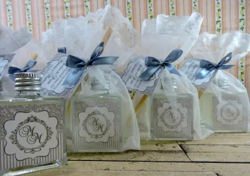 Lembrancinha de Bodas de Prata Mini Aromatizador Cubo 50 ml