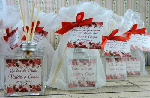 Lembrancinha de Bodas de Prata Mini Aromatizante Cubo 50 ml