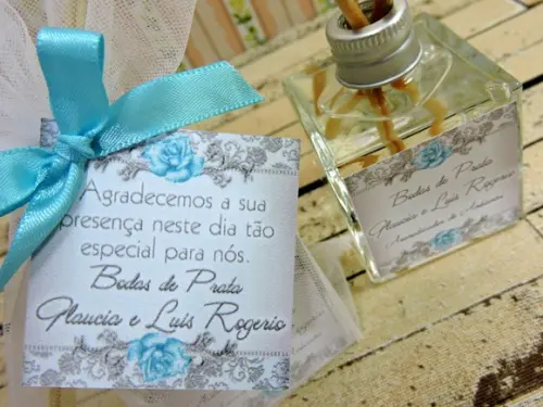 Lembrancinha de Bodas de Prata Mini Difusor Cubo 50 ml