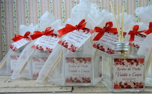 Lembrancinha de Bodas de Prata Mini Aromatizante Cubo 50 ml