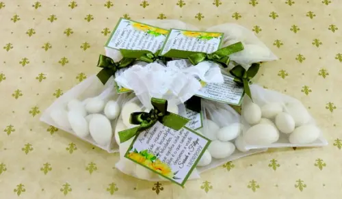 Lembrancinha de Casamento Amêndoas da Sorte Saquinho Organza