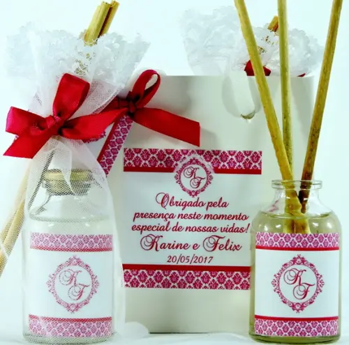 Lembrancinha de Casamento Mini Difusor na Sacolinha Branca
