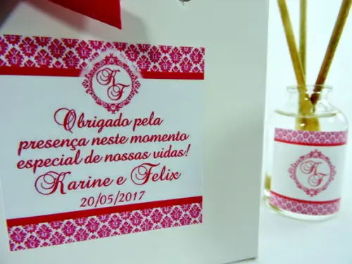 Lembrancinha de Casamento Mini Difusor na Sacolinha Branca