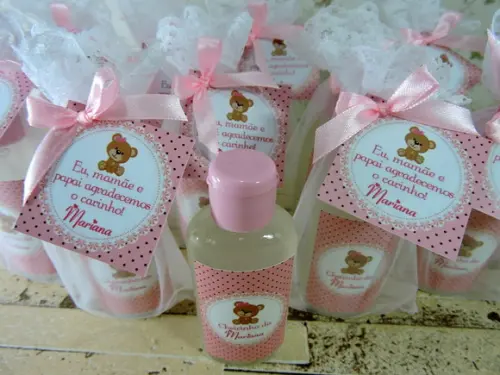 Lembrancinha de Maternidade Álcool Gel na Organza