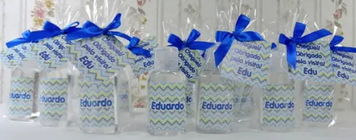Lembrancinha de Maternidade Mini Álcool Gel no Saquinho