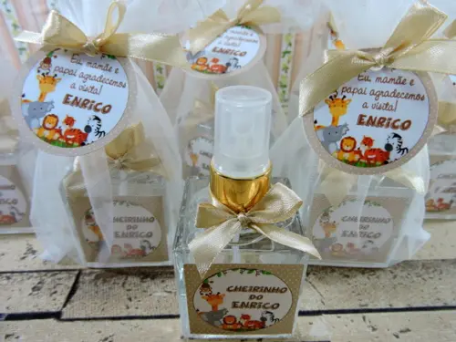Lembrancinha de Maternidade Mini Home Spray Safári Organza