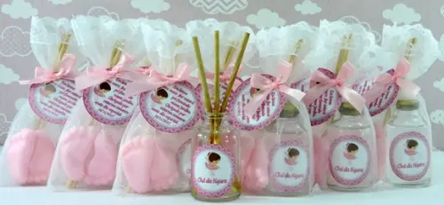 Lembrancinha de Nascimento Aromatizador e Pézinho na Organza