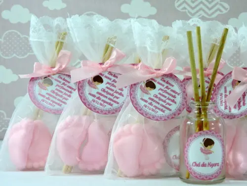 Lembrancinha de Nascimento Aromatizador e Pézinho na Organza