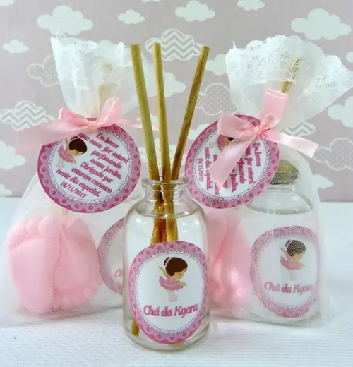 Lembrancinha de Nascimento Aromatizador e Pézinho na Organza