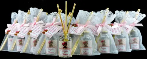 Lembrancinha de Nascimento Aromatizador na Organza Ursinha