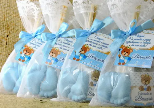 Lembrancinha de Nascimento Aromatizador e Pézinho na Organza
