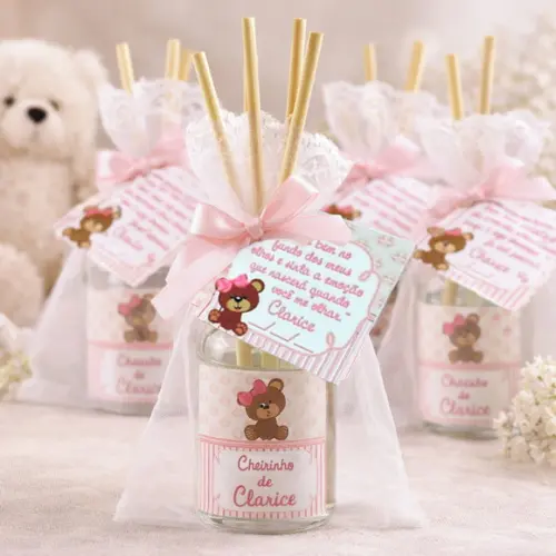 Lembrancinha de Nascimento Aromatizador na Organza Ursinha