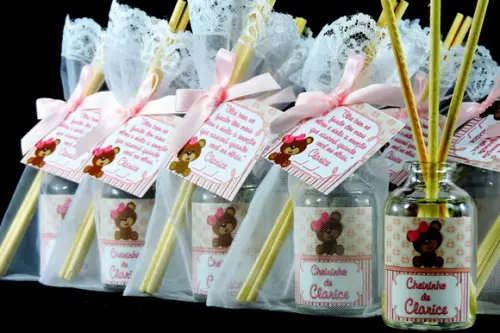 Lembrancinha de Nascimento Aromatizador na Organza Ursinha