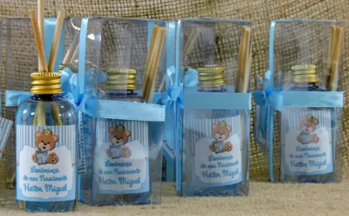 Lembrancinha de Nascimento Mini Aromatizador 60 ml Ursinho