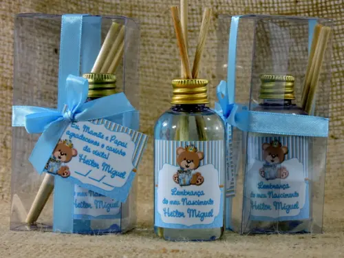 Lembrancinha de Nascimento Mini Aromatizador 60 ml Ursinho