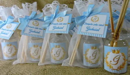 Lembrancinha de Nascimento Mini Aromatizador na Organza