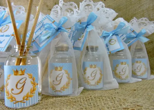 Lembrancinha de Nascimento Mini Aromatizador na Organza